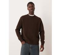 Selected - Maglione squadrato in 100% cotone marrone XL