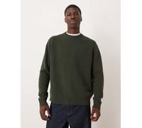Selected - Maglione squadrato in 100% cotone verde scuro XXL