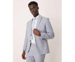 Selected - Malik - Blazer in lino azzurro-Blu 48