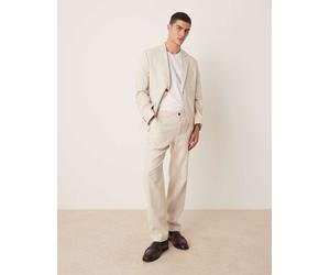 Selected - Malik - Pantaloni regular fit color crema in misto lino-Bianco 46