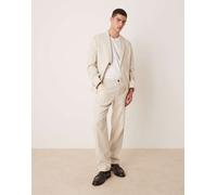 Selected - Malik - Pantaloni regular fit color crema in misto lino-Bianco 52