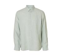 SELECTED MEN Slhregkylian-Linen Shirt LS Classic Noos, Grigio Acqua, L