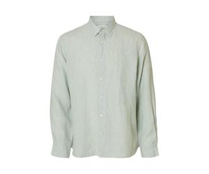 SELECTED MEN Slhregkylian-Linen Shirt LS Classic Noos, Grigio Acqua, L