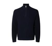 SELECTED MEN Slhross LS Knit Structure Half Zip Noos, Zaffiro Scuro, M Uomo