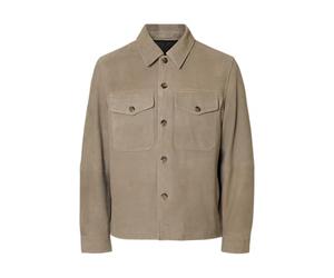 SELECTED MEN Slhthom Suede Overshirt Noos, Desert Tortora, L Uomo