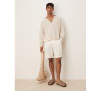 Selected - Pantaloncini bianchi in 100% lino-Bianco 56