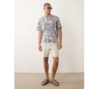 Selected - Pantaloncini color crema in misto lino-Bianco L