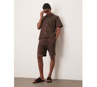 Selected - Pantaloncini marroni lavorati a nido d'ape in coordinato-Marrone XS