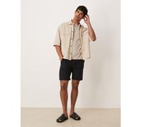 Selected - Pantaloncini neri in misto lino-Nero L