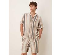 Selected - Pantaloncini testurizzati in 100% cotone a righe multicolore in coordinato M