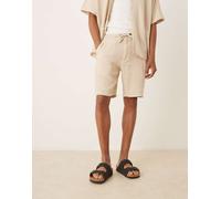 Selected - Pantaloncini testurizzati in 100% cotone color crema in coordinato-Bianco XXL