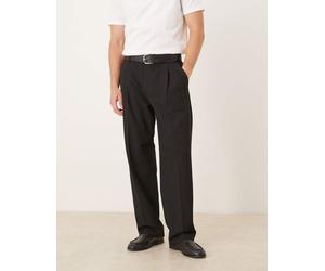 Selected - Pantaloni ampi a pieghe neri-Nero L