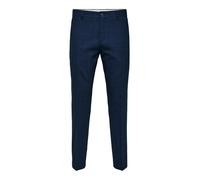 Selected Homme - Pantaloni da abito slim blu navy scuro in misto lino 44