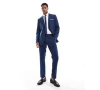 Selected - Pantaloni da abito slim blu navy scuro in misto lino 48