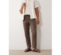 Selected - Pantaloni in misto lino marroni con coulisse-Marrone L
