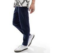 Selected - Pantaloni slim affusolati blu navy in misto lino M