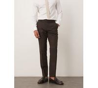 Selected - Pantaloni slim marroni in misto lana-Marrone 52