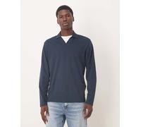 Selected - Polo blu navy con colletto aperto L
