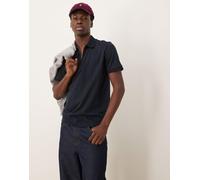 Selected - Polo blu navy con zip corta L