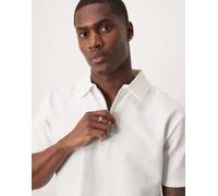 Selected - Polo color crema in seersucker con zip corta-Bianco XL