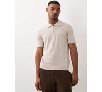 Selected - Polo in 100% lana beige con zip corta-Grigio XS