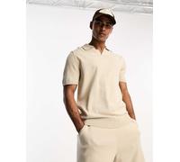Selected - Polo in maglia beige in coordinato-Neutro L