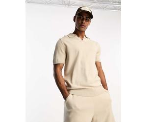 Selected - Polo in maglia beige in coordinato-Neutro M