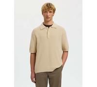 Selected - Polo in maglia color avena-Neutro M