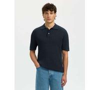 Selected - Polo in maglia color sky captain-Grigio XXL