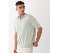 Selected - Polo in maglia verde salvia con intaglio sullo scollo XL