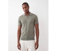 Selected - Polo in maglia verde salvia con intaglio sullo scollo XL