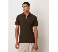 Selected - Polo marrone con zip corta M