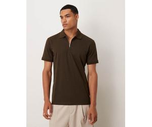 Selected - Polo marrone con zip corta M