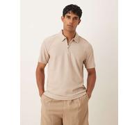 Selected - Polo plissé color cuoio con zip corta-Neutro XL