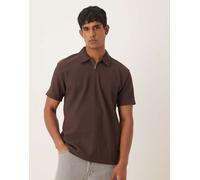 Selected - Polo plissé marrone con zip corta M