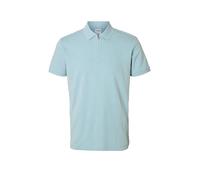Selected - Polo azzurra con zip-Blu XL