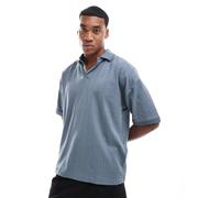 Selected - Polo squadrata blu jacquard S