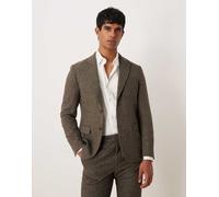 Selected - Reed - Blazer in misto lana spazzolato marrone 54