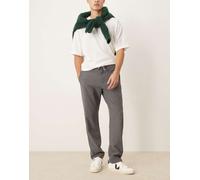 Selected - Robert - Pantaloni dritti grigi con fascia in vita elasticizzata-Grigio XXL