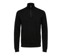 Selected Slhberg - Felpa da Uomo con Mezza Zip, Nero, L