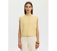 Selected - Smanicato lavorato a maglia giallo paglia-Bianco S