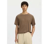 Selected - T-shirt color gocce di cioccolato-Marrone XXL