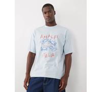 Selected - T-shirt oversize blu con stampa Amalfi XL