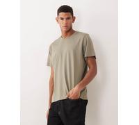 Selected - T-shirt regular fit in 100% cotone kaki scuro-Verde L