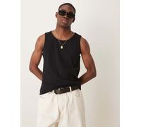 Selected - Top senza maniche nero a coste in 100% cotone S