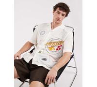 Selected X Hotel Amour - Camicia a maniche corte color crema con stampa a tema cena-Bianco M