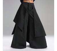 SELECTION 2025 Pantaloni da donna a gamba larga con pannelli asimmetrici, stile minimalista nero elegante per feste invernali, stile androgino giapponese grunge Y2K L,M,S,XL,XS,XXLColore unicoTessuto 