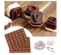 Selecto Bake - 26 lettere dell'alfabeto - Stampo per cioccolato per decorare torte di compleanno, stampo in silicone per cioccolato, bombe di cioccolata calda, gelatina per feste, cubetti di ghiaccio