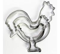 Selecto Bake 3 Pezzi di Formine per Gallo della Fattoria Set Stampi per Biscotti in Acciaio Inossidabile Taglierina per Panini Stampo per Torta Fondente Stampo per Biscotti