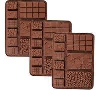 Selecto Bake Confezione da 3 stampi in silicone per cioccolatini e dessert, 9 cavità separabili, stampi per barrette di cioccolato fatte in casa, proteine ed energia, marrone
